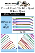 Düz ve Kıvrımlı Plastik Yün İğnesi 20 Adet 1 Paket Plastik Dikiş Dokuma İğnesi Kavisli İplik İğne Goblen - 2
