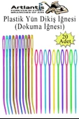 Düz ve Kıvrımlı Plastik Yün İğnesi 20 Adet 1 Paket Plastik Dikiş Dokuma İğnesi Kavisli İplik İğne Goblen - 1