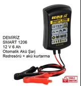 DEMİRİZ SMART 1206 12 V 6 Ah Otomatik Akü Şarj Redresörü + akü kurtarma - 1