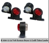 4 Adet 12 Ledli Mini Takoz Lamba 12-24 Volt Kırmızı Beyaz thumbnail 1
