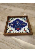 20 X 20 Cm Nihale Çini Mia-83t Ahşap Fırınlanmış Kuru Kayın Çinili Sunum Tepsisi - 11