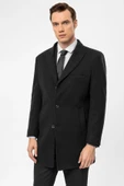Süvari Slim Fit Yünlü Sivri Yaka Antrasit Erkek Kaban - 4