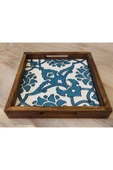 20 X 20 Cm Nihale Çini Mia-83t Ahşap Fırınlanmış Kuru Kayın Çinili Sunum Tepsisi - 2