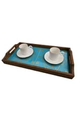 Saraylı Altın Çini Ahşap Fırınlanmış Kuru Kayın Çinili Sunum Tepsi 20x40 Cm - 2