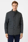 Süvari Slim Fit Yeşil Kapitone Hakim Yaka Erkek Mont - 1