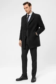 Süvari Slim Fit Yünlü Sivri Yaka Antrasit Erkek Kaban - 7