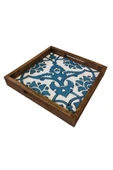 20 X 20 Cm Nihale Çini Mia-83t Ahşap Fırınlanmış Kuru Kayın Çinili Sunum Tepsisi - 1