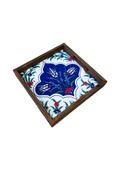 20 X 20 Cm Nihale Çini Mia-83t Ahşap Fırınlanmış Kuru Kayın Çinili Sunum Tepsisi - 10