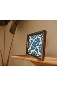 20 X 20 Cm Nihale Çini Mia-83t Ahşap Fırınlanmış Kuru Kayın Çinili Sunum Tepsisi - 4