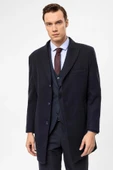 Süvari Slim Fit Yünlü Sivri Yaka Antrasit Erkek Kaban - 11