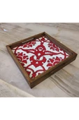 20 X 20 Cm Nihale Çini Mia-83t Ahşap Fırınlanmış Kuru Kayın Çinili Sunum Tepsisi - 7