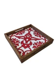 20 X 20 Cm Nihale Çini Mia-83t Ahşap Fırınlanmış Kuru Kayın Çinili Sunum Tepsisi - 5