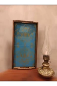 Saraylı Altın Çini Ahşap Fırınlanmış Kuru Kayın Çinili Sunum Tepsi 20x40 Cm - 3