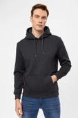 Süvari Kapüşonlu Yaka Regular Kalıp Düz Antrasit Sweatshirt - 3