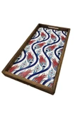 20 X 40 Cm Çini Mia-1020 Ahşap Fırınlanmış Kuru Kayın Çinili Sunum Tepsi - 1