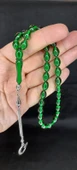 Çubuk Kehribar Tesbih Beyzi Kesim Yeşil Renk T-362 - 3