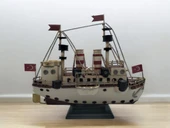 Dekoratif Metal Gemi Maketi Ev Dekoru Hediyelik Eşya  33cm x 26cm x 12cm - 4
