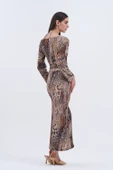 Trend Kadın Leopar Desenli Uzun Elbisemiz, thumbnail 2