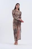 Trend Kadın Leopar Desenli Uzun Elbisemiz, thumbnail 8