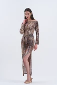 Trend Kadın Leopar Desenli Uzun Elbisemiz, thumbnail 10