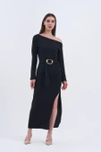 Trend Kadın Asaletin Ve Zarafetin Zamansız Buluşması Düz Uzun Elbisemiz - 6