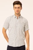 Süvari Bol Kesim Kısa Kol Yeşil Desenli Erkek Gömlek - 2