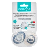 Mamajoo Sterilizasyon & Saklama Kutulu Black & Pearl Desenli İkili Ortodontik Emzik Gece & Gündüz / 12 Ay+ - 7