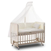 ComfyMax Sallanır Anne Yanı Doğal Ahşap Beşik ve Uyku Seti - 60x120 cm - 5