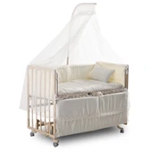 ComfyMax Sallanır Anne Yanı Doğal Ahşap Beşik ve Uyku Seti - 60x120 cm - 3