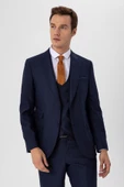 Slimfit Armürlü Yelekli Takım Elbise - 4