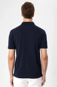 Polo Yaka Regular Kalıp Lacivert Armürlü Tişört - 6