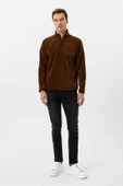 Sivri Yaka Regular Kalıp Düz Sweatshirt - 4