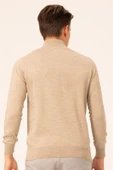 Süvari Yün Akrilik Düz Yarım Balıkçı Bej Erkek Triko - 3