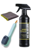 AutoFresh NANO TEMİZLEYİCİ 500 ML SET GÜÇLÜ ETKİ MİKROFİBER BEZ VE HAZNELİ FIRÇA - 1