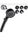 Turbo Duş Başlığı Antrasit Siyah Renk Pervaneli Fonksiyonlu Kolay Temizlik Tazzikli Duş Seti thumbnail 4