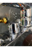 Gümüş Banyo Bataryası Kare Büyük Tasarım Krom Duş Musluğu Banyo Armatür thumbnail 2