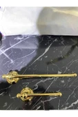 Gold Havluluk Ve Tuvalet Kağıtlığı Vintage Tasarım Altın Havluluk Ve Kağıtlık Set Pirinç - 1