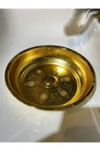 Altın Hamam Tası Komple Pirinç Ağır Tas Paslanmaz Kurna Tası Kurna Musluğu Gold Renk - 1