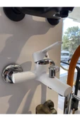 Banyo Bataryası Beyaz Banyo Musluğu Mat Beyaz Duş Bataryası - 2