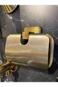 Antik Gold Tuvalet Kağıtlığı Kapaklı Tuvalet Kağıtlık Premium Pirinç - 1