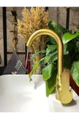 Mat Altın Lavabo Bataryası Gold Lavabo Musluğu Fırçalanmış Gold Banyo Bataryası Altın Musluk - 1