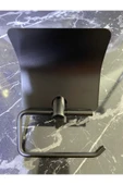 Siyah Tuvalet Kağıtlığı Mat Siyah Banyo Kağıtlık Pirinç Malzeme Paslanmaz Siyah Aksesuar thumbnail 4