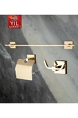 Gold Havluluk Gold Tuvalet Kağıtlık Gold İkili Bornozluk Komple Set Gold Aksesuar thumbnail 1