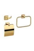 Gold Banyo Seti Gold Havluluk Gold Kağıtlık İkili 3 lü Set - 1