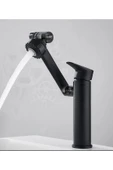 Siyah Batarya Mat Siyah Banyo Musluğu 360 Derece Hareketli Robotik Lavabo Musluğu Siyah Musluk thumbnail 1