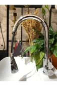 Silver Gümüş Ginza Spiralli Mutfak Bataryası Oynar Başlıklı Evye Musluğu Uzayan Mutfak Bataryası thumbnail 3