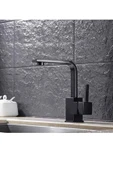Siyah Lavabo Bataryası Siyah Banyo Lavabo Musluğu Yüksek Model Kare Lavabo Musluğu - 3