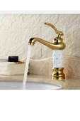Gold Lavabo Bataryası Altın Banyo Musluğu Premium Taşlı Tasarım Gold Batarya - 1
