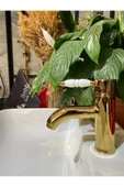 Gold Lavabo Bataryası Altın Lavabo Musluğu Porsalen Kulp Country Tasarım Gold Batarya - 1