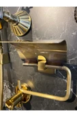 Antik Gold Tuvalet Kağıtlığı Kapaklı Tuvalet Kağıtlık Premium Pirinç - 2